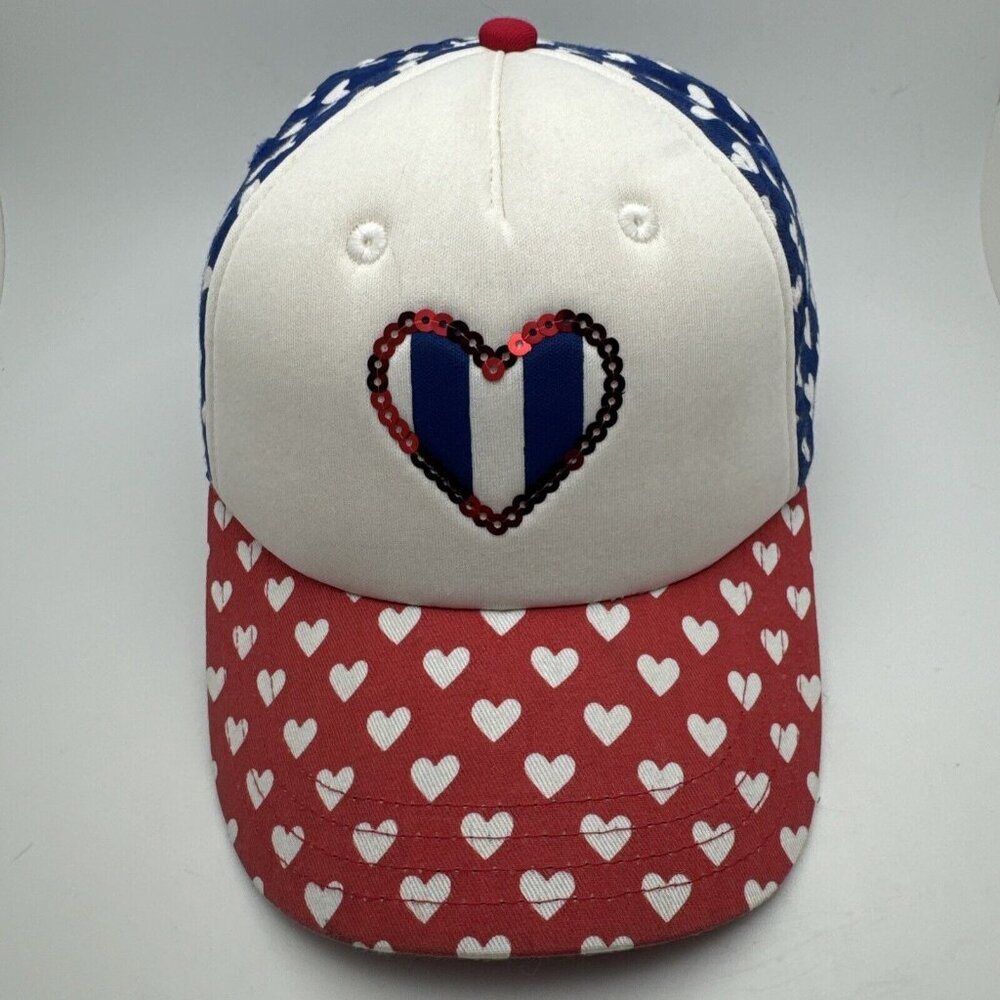 Bio Domes Cap Hat Red White and Blue Flag Heart Snapback One Size Fits Most GR65